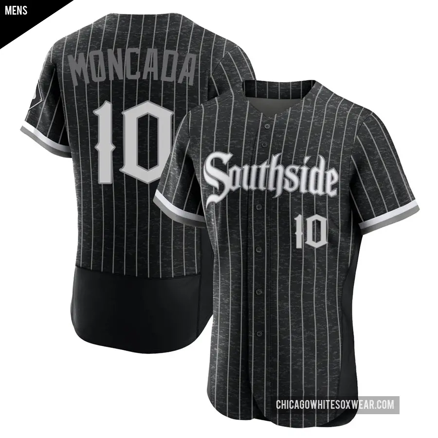 Men's Chicago White Sox ＃10 Yoan Moncada Authentic Black 2021 City Connect Jersey