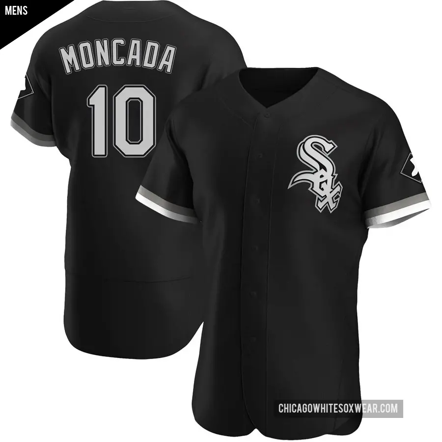 Men's Chicago White Sox ＃10 Yoan Moncada Authentic Black Alternate Jersey