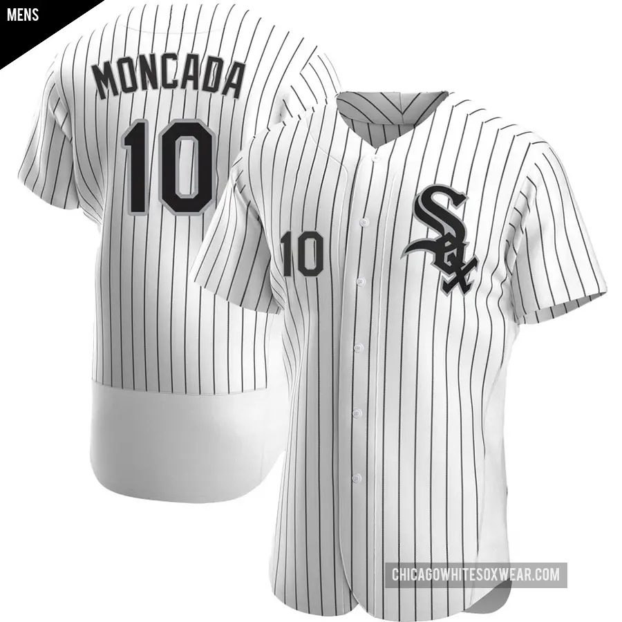 Men's Chicago White Sox ＃10 Yoan Moncada Authentic White Home Jersey