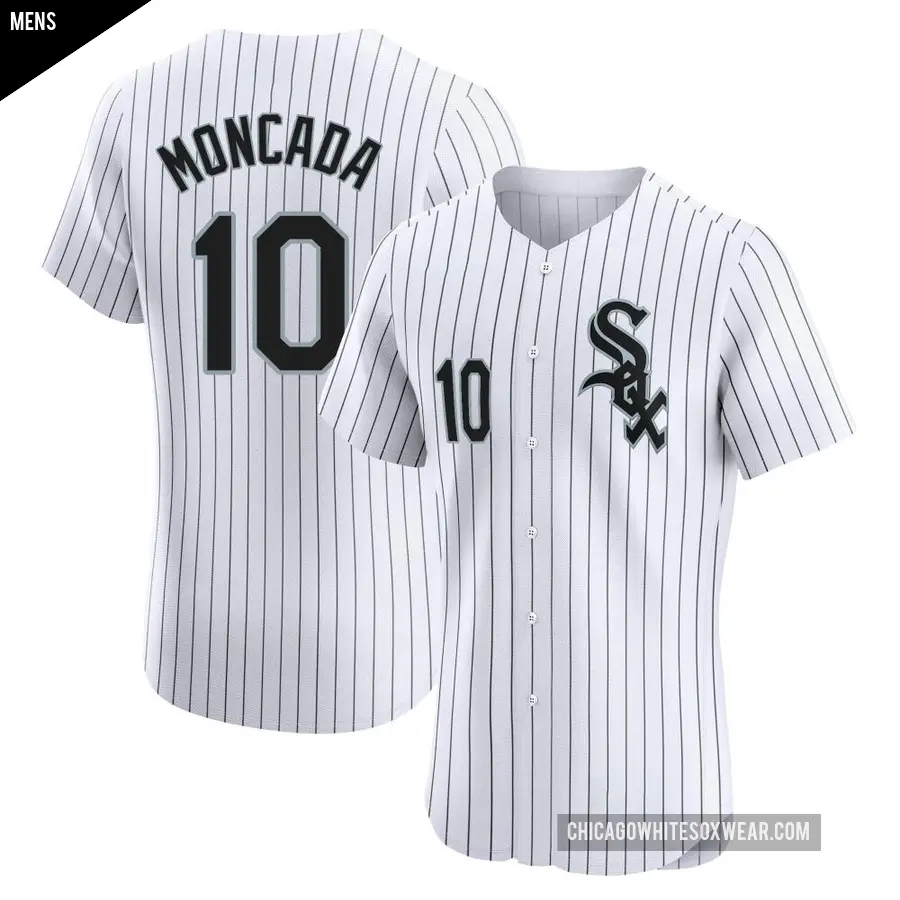 Men's Chicago White Sox ＃10 Yoan Moncada Elite White Home Jersey