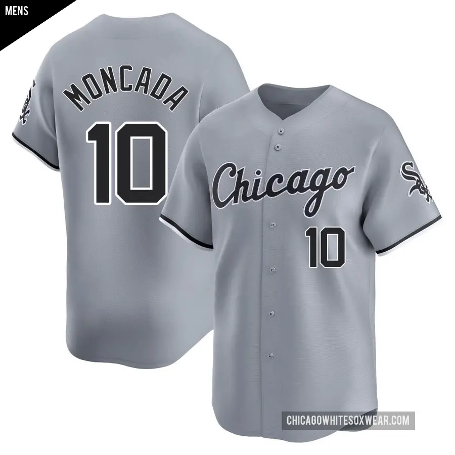 Men's Chicago White Sox ＃10 Yoan Moncada Limited Gray Road Jersey