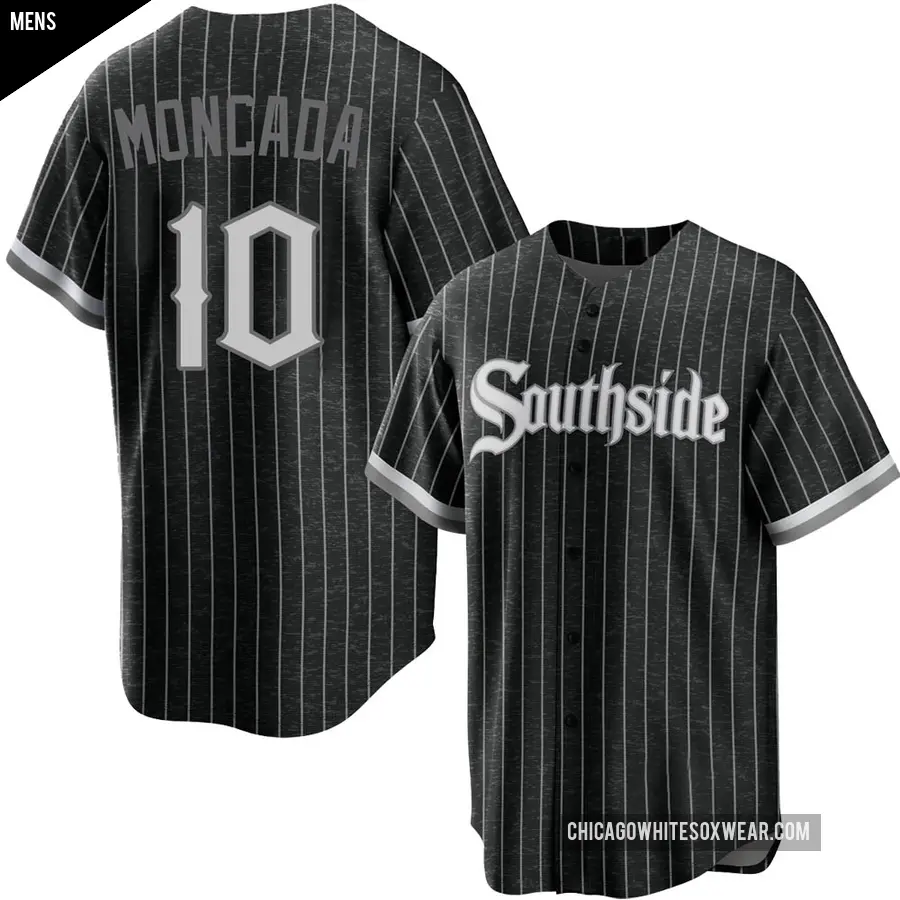 Men's Chicago White Sox ＃10 Yoan Moncada Replica Black 2021 City Connect Jersey