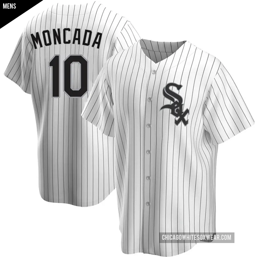 Men's Chicago White Sox ＃10 Yoan Moncada Replica White Home Jersey