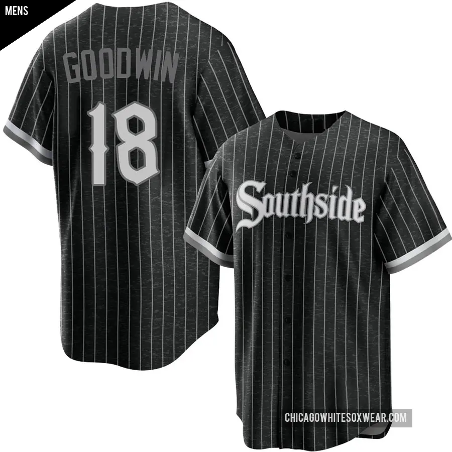 Men's Chicago White Sox ＃18 Brian Goodwin Replica Black 2021 City Connect Jersey