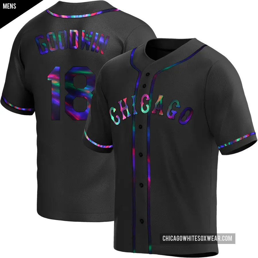 Men's Chicago White Sox ＃18 Brian Goodwin Replica Black Holographic Alternate Jersey