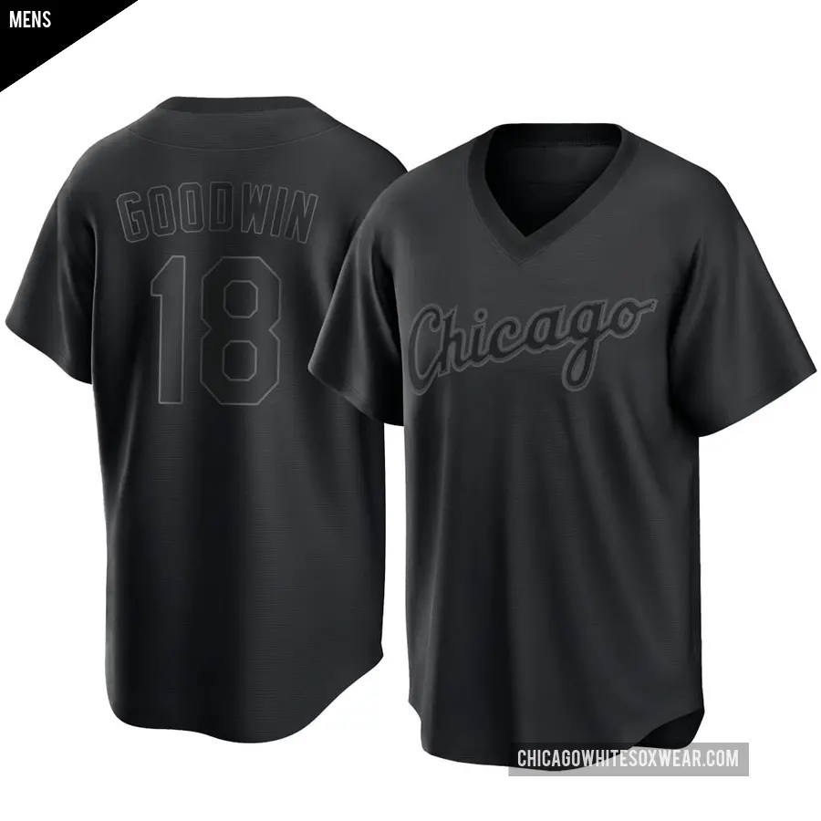 Men's Chicago White Sox ＃18 Brian Goodwin Replica Black Pitch Fashion Jersey