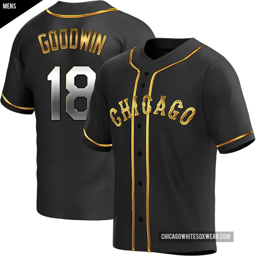 Men's Chicago White Sox ＃18 Brian Goodwin Replica Gold Black en Alternate Jersey