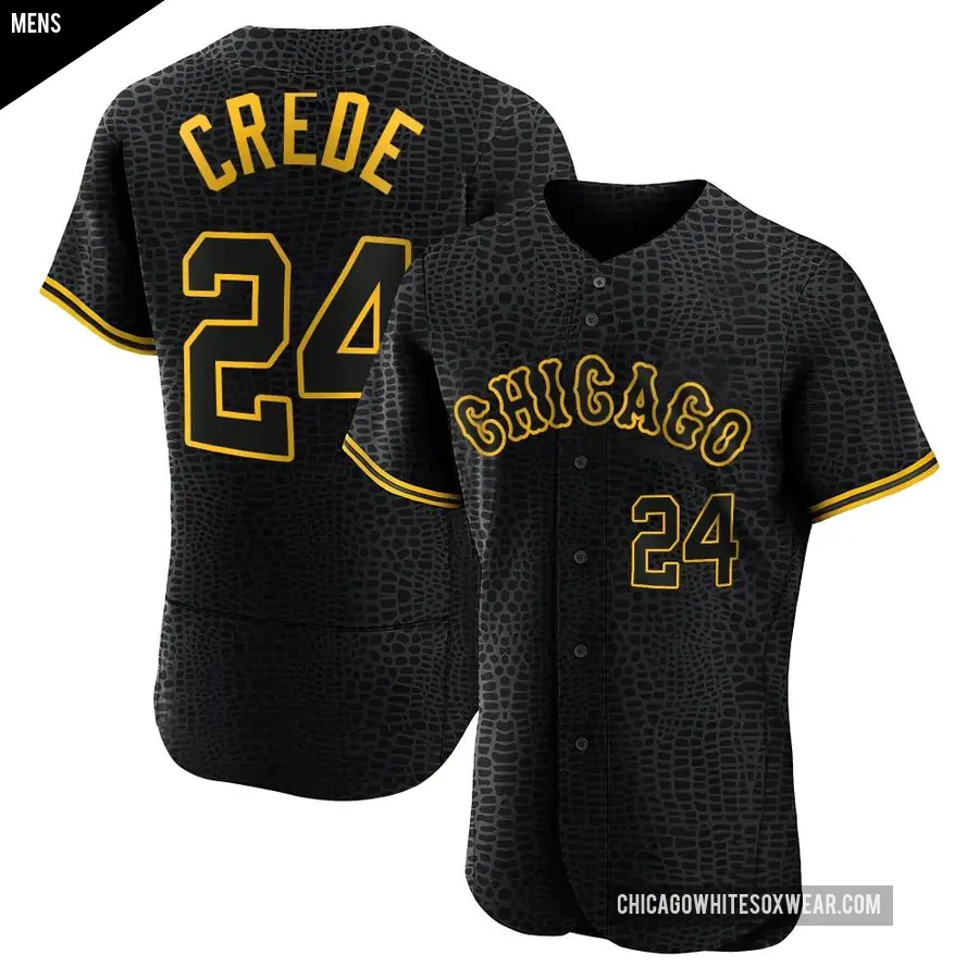 Men's Chicago White Sox ＃24 Joe Crede Authentic Black Snake Skin City Jersey