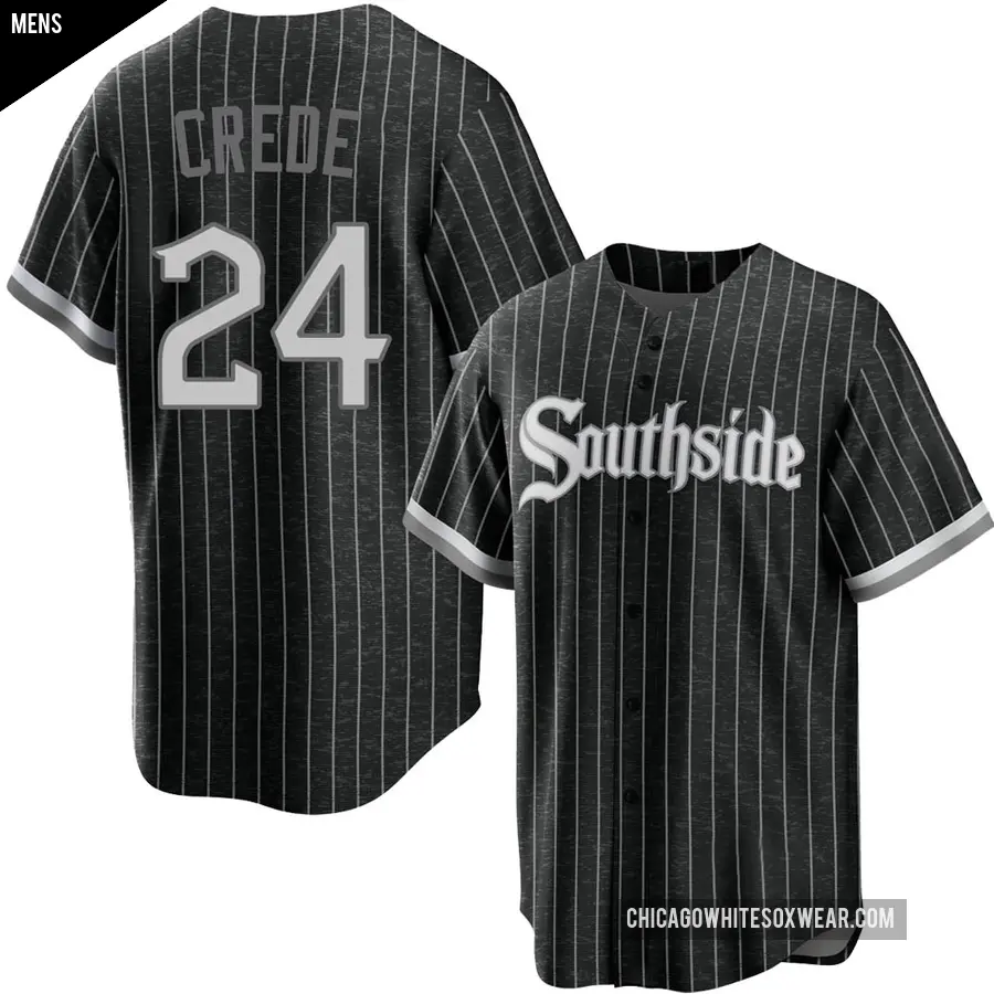 Men's Chicago White Sox ＃24 Joe Crede Replica Black 2021 City Connect Jersey