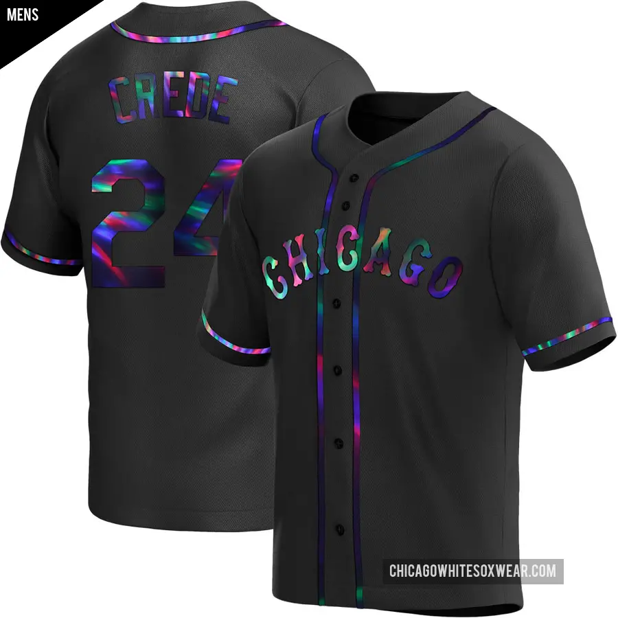 Men's Chicago White Sox ＃24 Joe Crede Replica Black Holographic Alternate Jersey