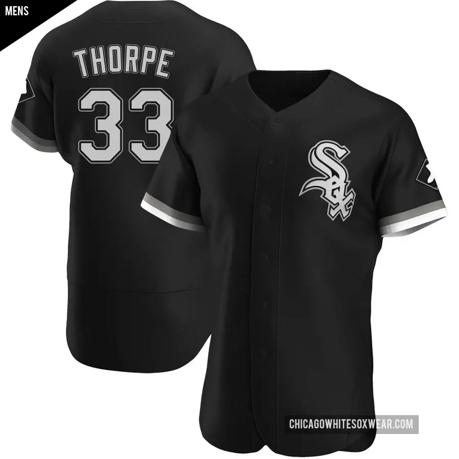 Men's Chicago White Sox ＃33 Drew Thorpe Authentic Black Alternate Jersey