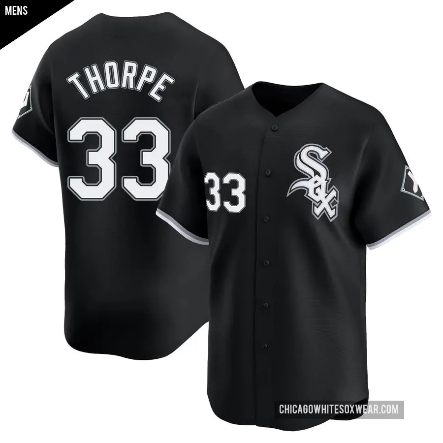 Men's Chicago White Sox ＃33 Drew Thorpe Limited Black Alternate Jersey