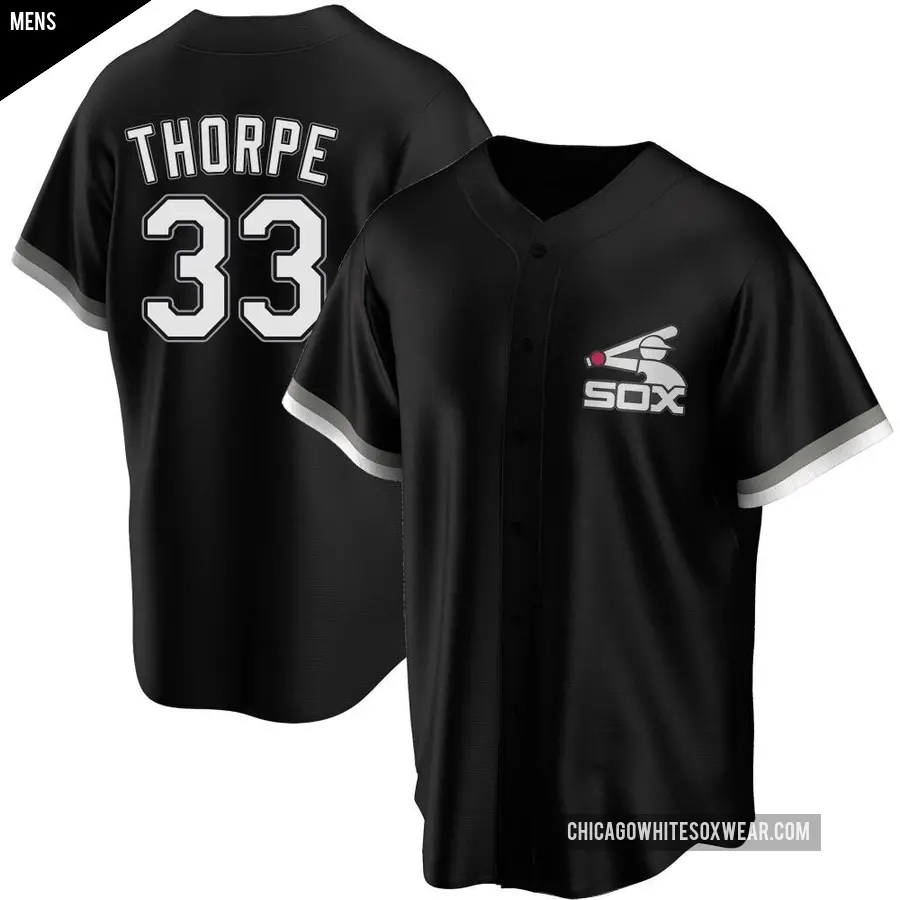 Men's Chicago White Sox ＃33 Drew Thorpe Replica Black Spring Training Jersey