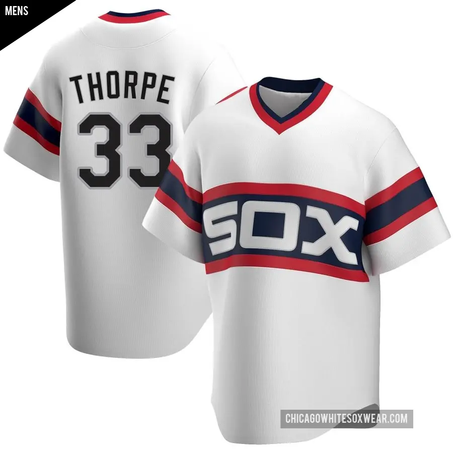 Men's Chicago White Sox ＃33 Drew Thorpe Replica White Cooperstown Collection Jersey