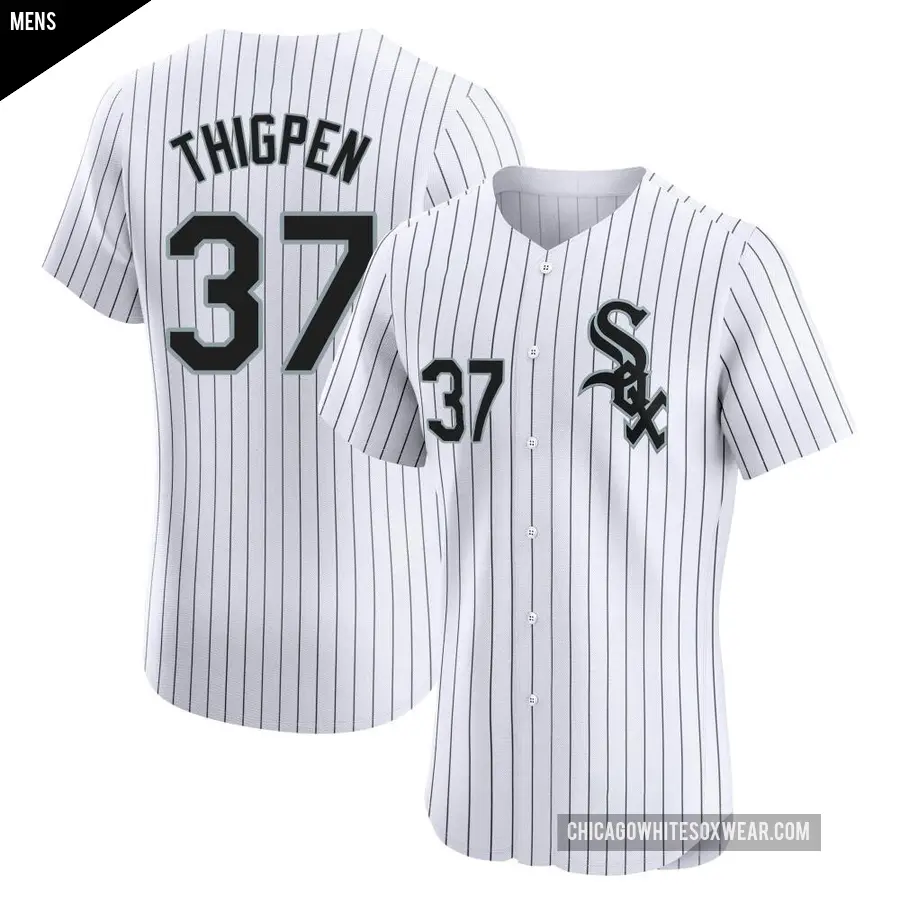 Men's Chicago White Sox ＃37 Bobby Thigpen Elite White Home Jersey