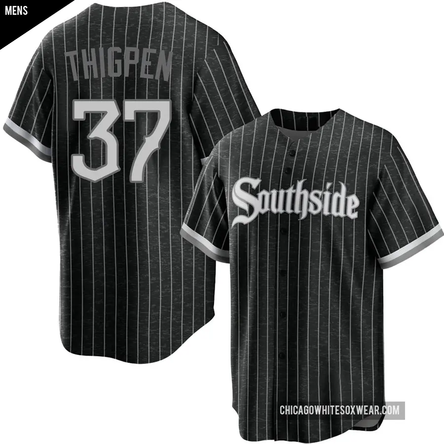 Men's Chicago White Sox ＃37 Bobby Thigpen Replica Black 2021 City Connect Jersey