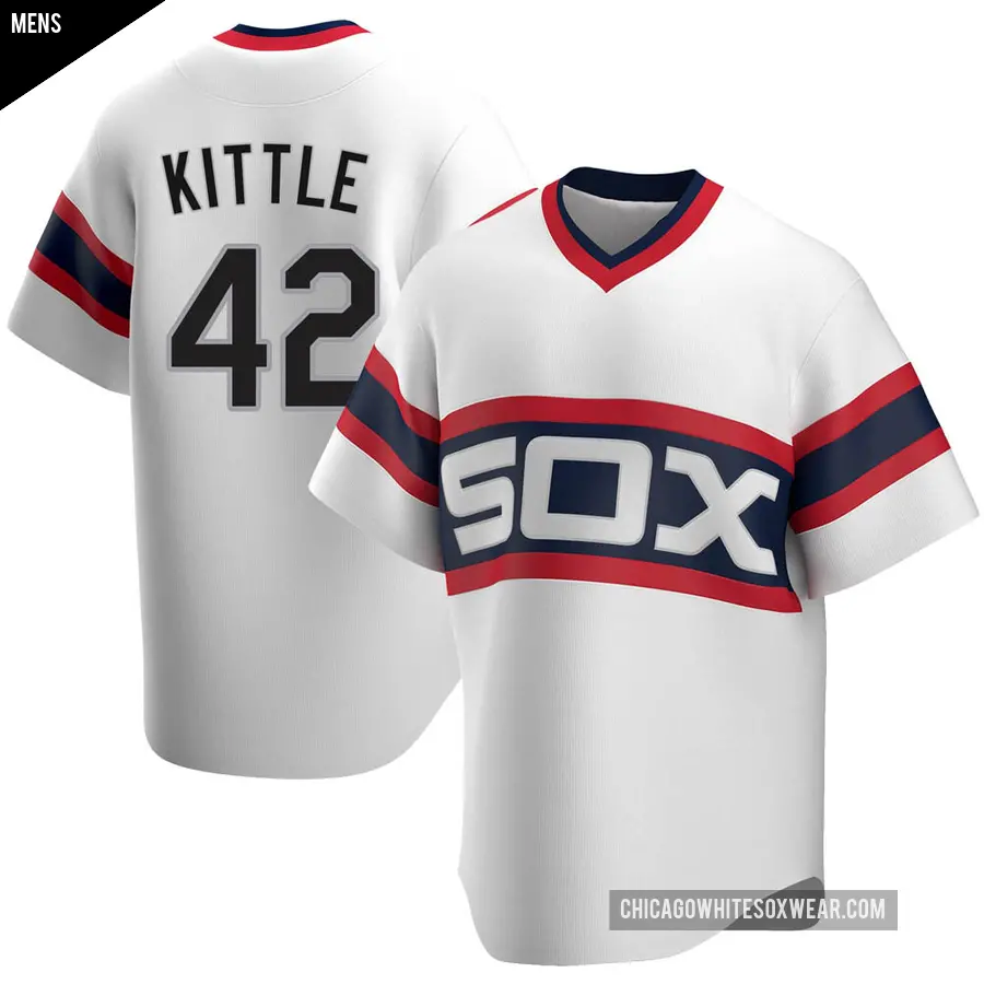 Men's Chicago White Sox ＃42 Ron Kittle Replica White Cooperstown Collection Jersey