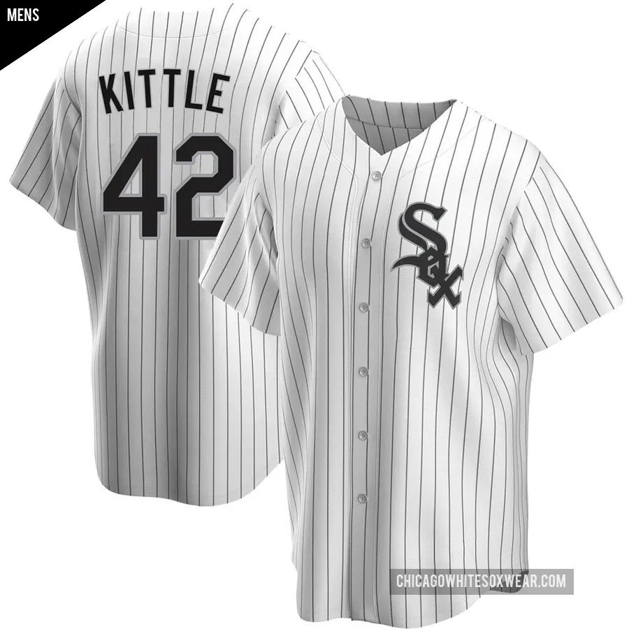 Men's Chicago White Sox ＃42 Ron Kittle Replica White Home Jersey