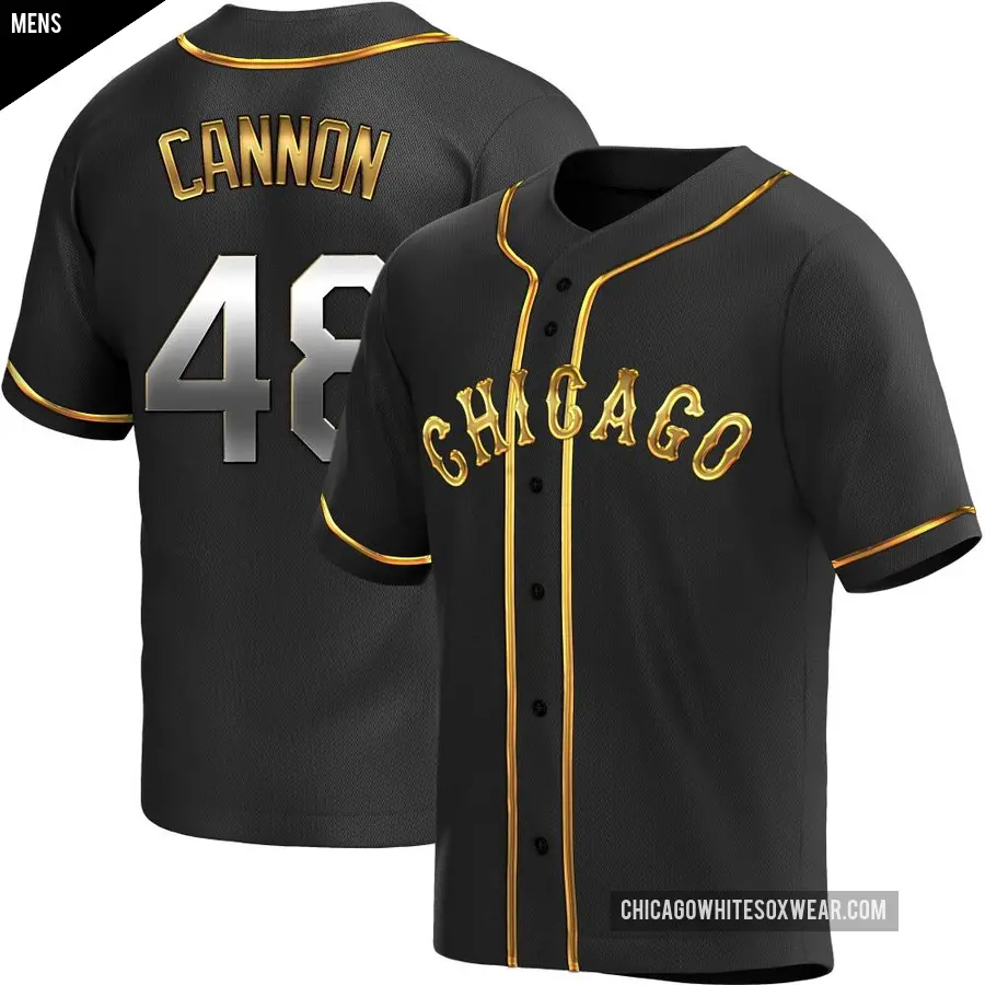 Men's Chicago White Sox ＃48 Jonathan Cannon Replica Gold Black en Alternate Jersey