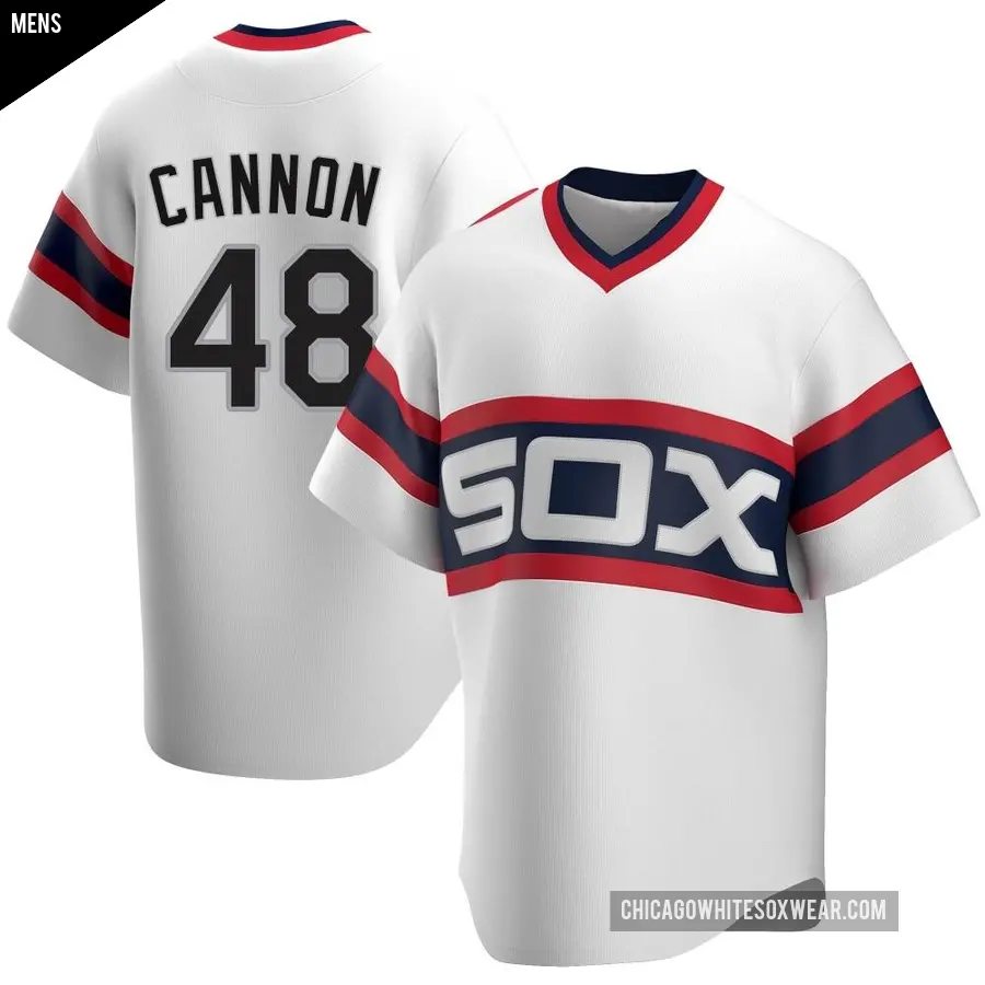 Men's Chicago White Sox ＃48 Jonathan Cannon Replica White Cooperstown Collection Jersey