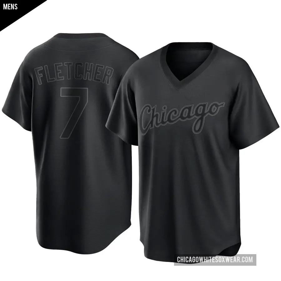 Men's Chicago White Sox ＃7 Dominic Fletcher Replica Black Pitch Fashion Jersey