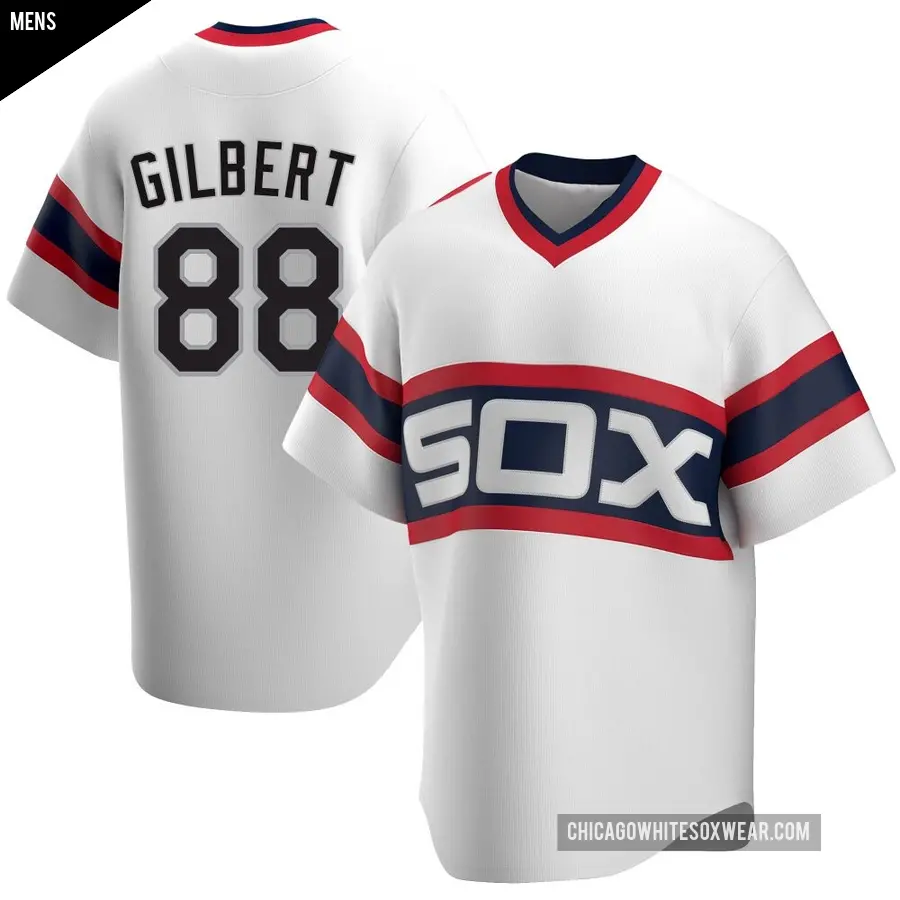 Men's Chicago White Sox ＃88 Tyler Gilbert Replica White Cooperstown Collection Jersey