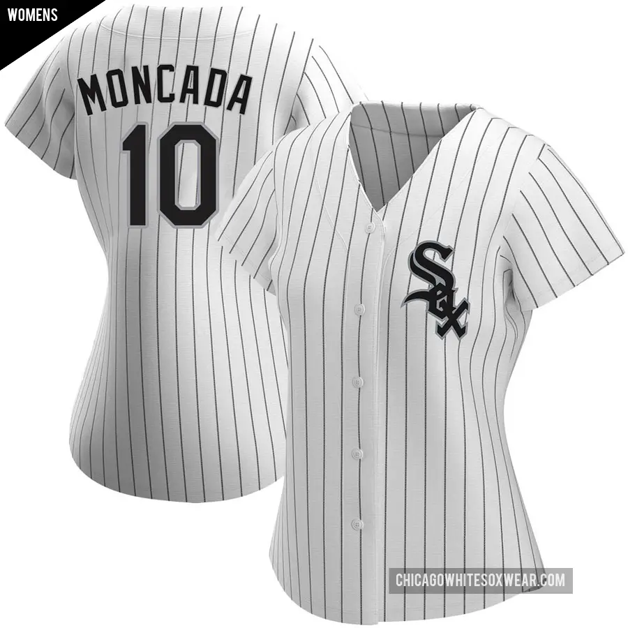 Women's Chicago White Sox ＃10 Yoan Moncada Authentic White Home Jersey