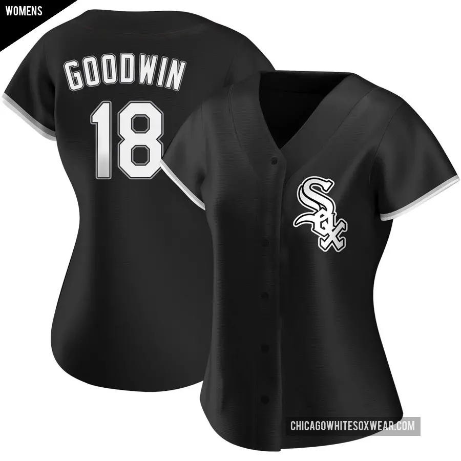 Women's Chicago White Sox ＃18 Brian Goodwin Authentic Black Alternate Jersey