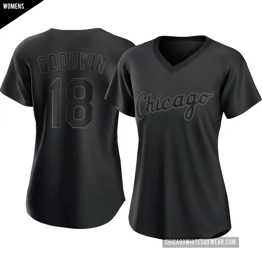 Women's Chicago White Sox ＃18 Brian Goodwin Authentic Black Pitch Fashion Jersey