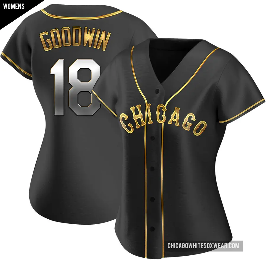 Women's Chicago White Sox ＃18 Brian Goodwin Replica Gold Black en Alternate Jersey