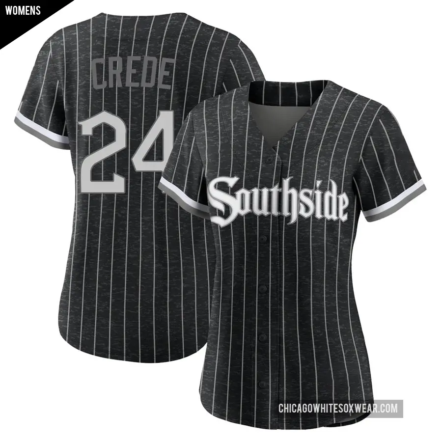 Women's Chicago White Sox ＃24 Joe Crede Authentic Black 2021 City Connect Jersey