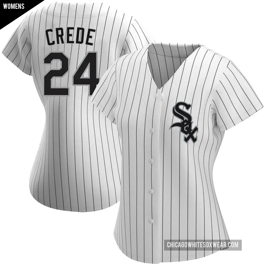 Women's Chicago White Sox ＃24 Joe Crede Authentic White Home Jersey