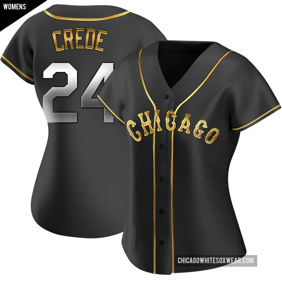 Women's Chicago White Sox ＃24 Joe Crede Replica Gold Black en Alternate Jersey