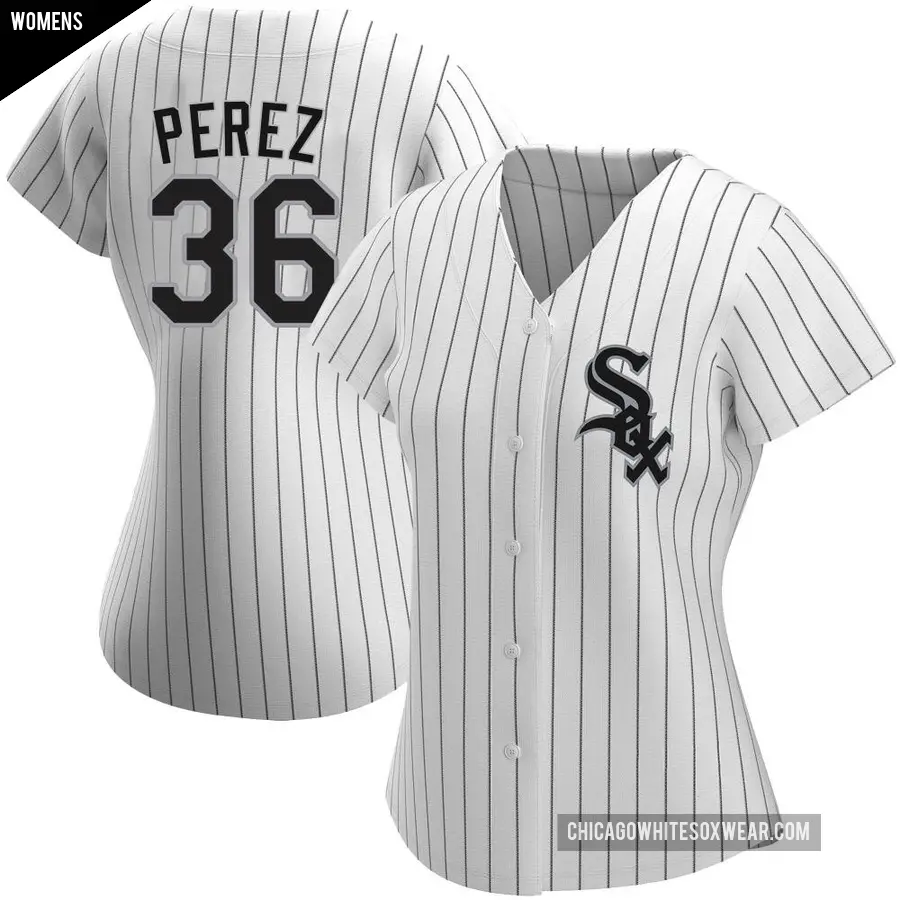 Women's Chicago White Sox ＃36 Carlos Perez Replica White Home Jersey