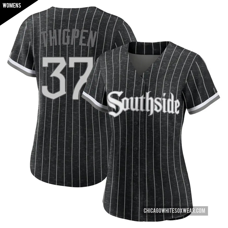 Women's Chicago White Sox ＃37 Bobby Thigpen Authentic Black 2021 City Connect Jersey