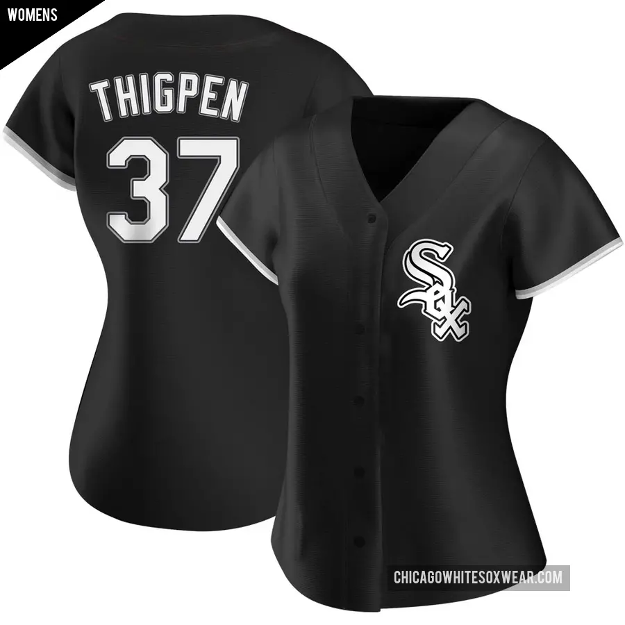 Women's Chicago White Sox ＃37 Bobby Thigpen Authentic Black Alternate Jersey