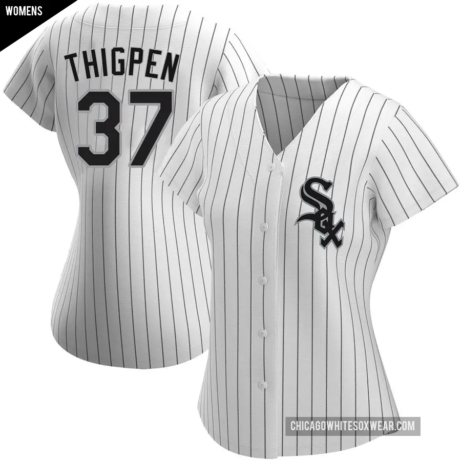 Women's Chicago White Sox ＃37 Bobby Thigpen Authentic White Home Jersey