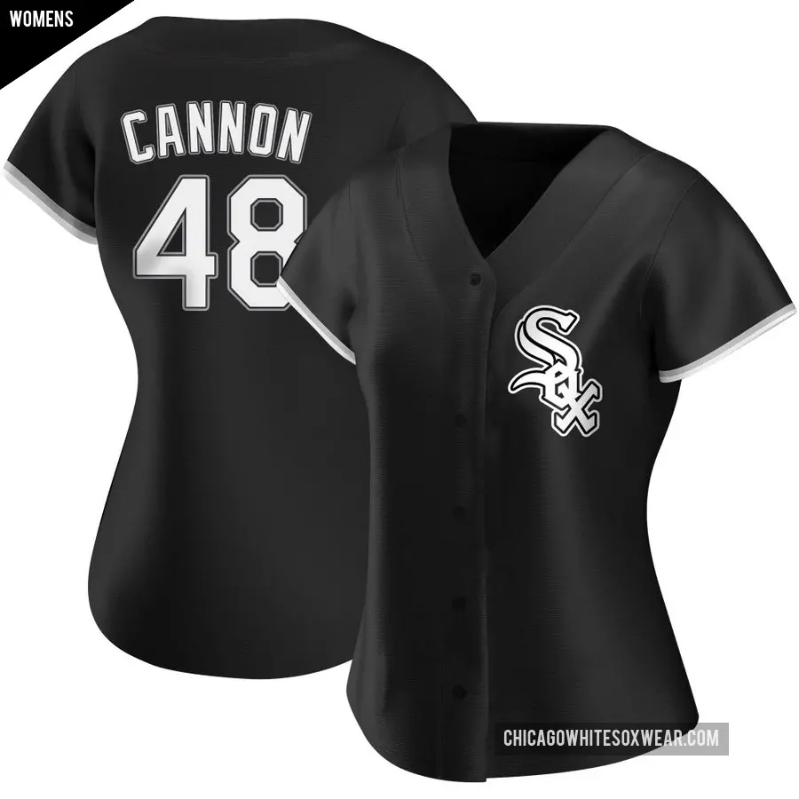 Women's Chicago White Sox ＃48 Jonathan Cannon Authentic Black Alternate Jersey