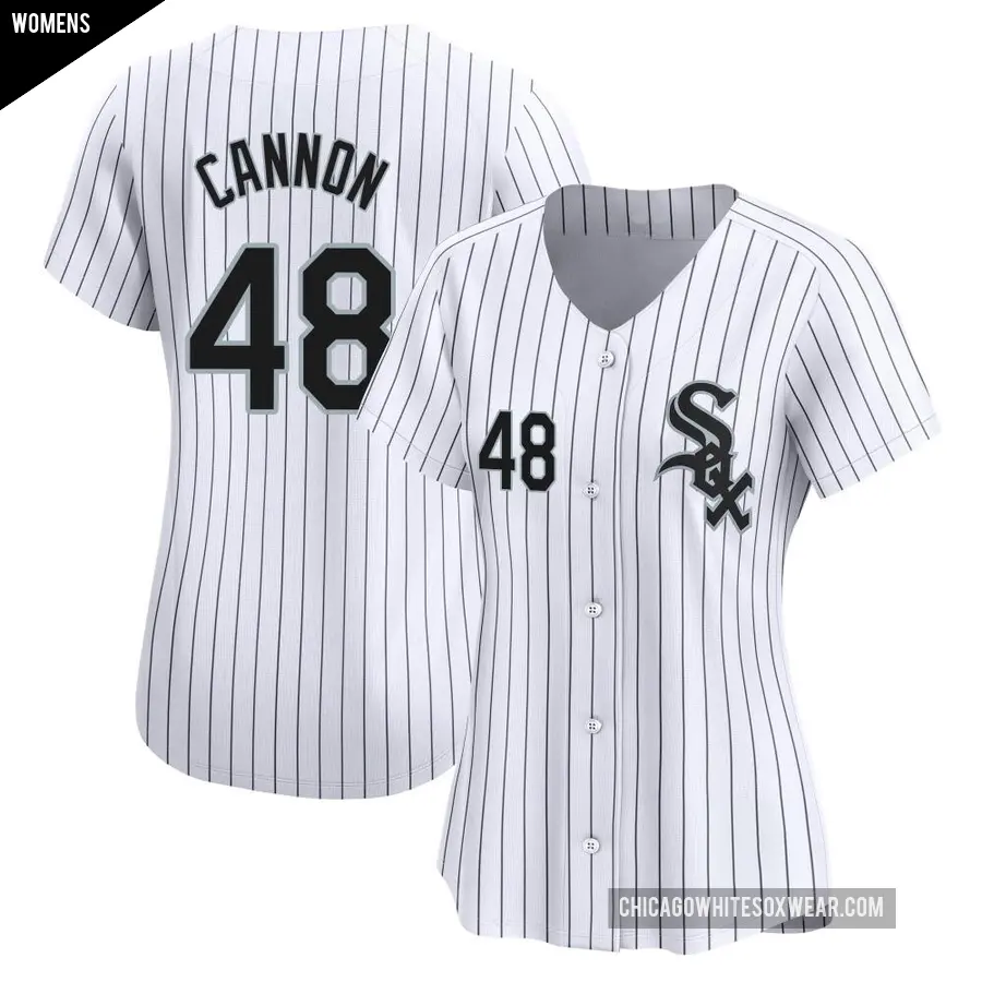 Women's Chicago White Sox ＃48 Jonathan Cannon Limited White Home Jersey