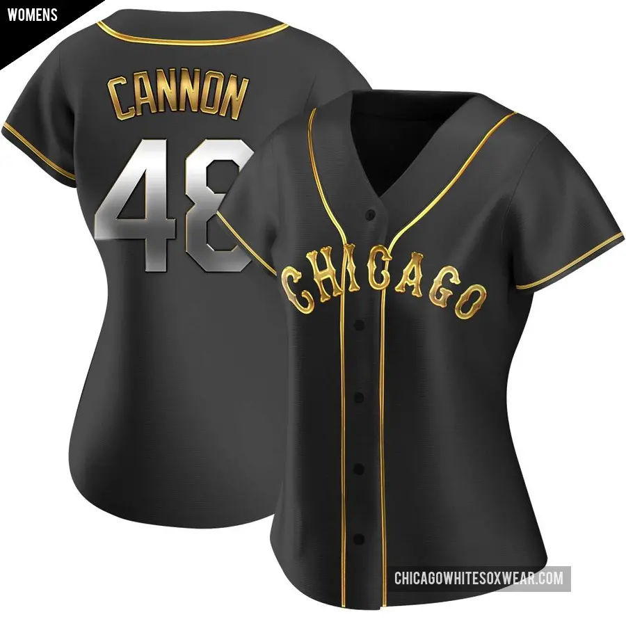 Women's Chicago White Sox ＃48 Jonathan Cannon Replica Gold Black en Alternate Jersey