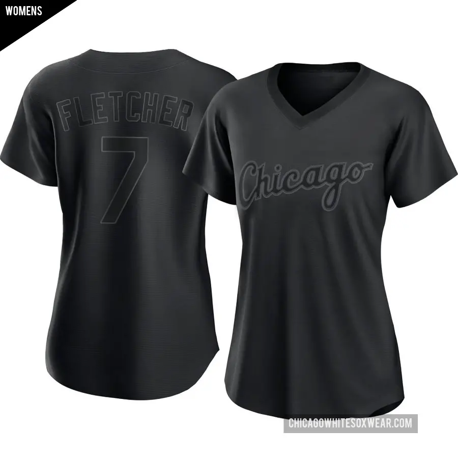 Women's Chicago White Sox ＃7 Dominic Fletcher Authentic Black Pitch Fashion Jersey