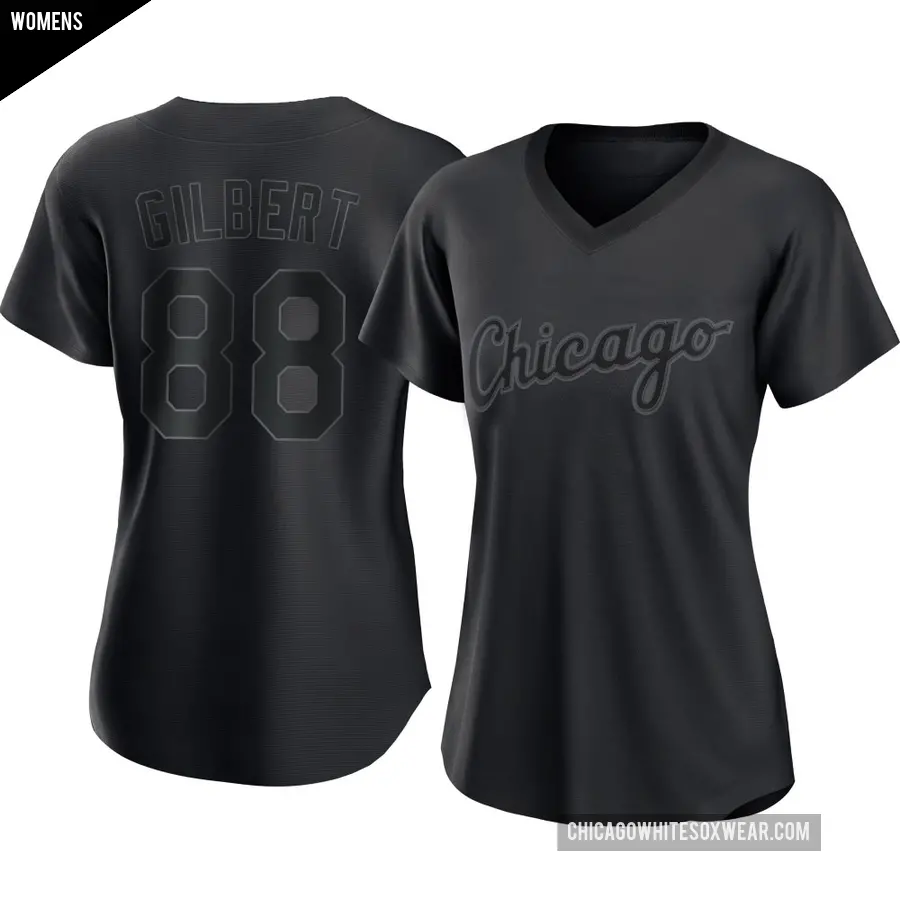 Women's Chicago White Sox ＃88 Tyler Gilbert Authentic Black Pitch Fashion Jersey