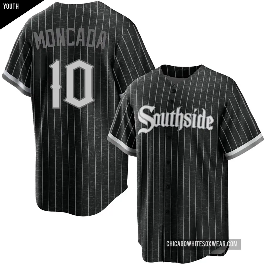 Youth Chicago White Sox ＃10 Yoan Moncada Replica Black 2021 City Connect Jersey