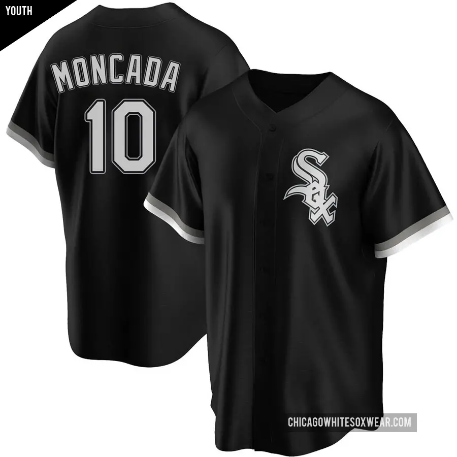 Youth Chicago White Sox ＃10 Yoan Moncada Replica Black Alternate Jersey