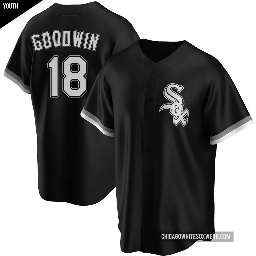 Youth Chicago White Sox ＃18 Brian Goodwin Replica Black Alternate Jersey