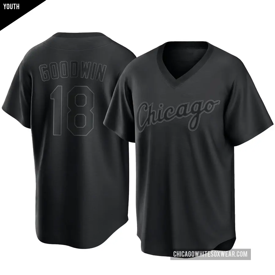 Youth Chicago White Sox ＃18 Brian Goodwin Replica Black Pitch Fashion Jersey