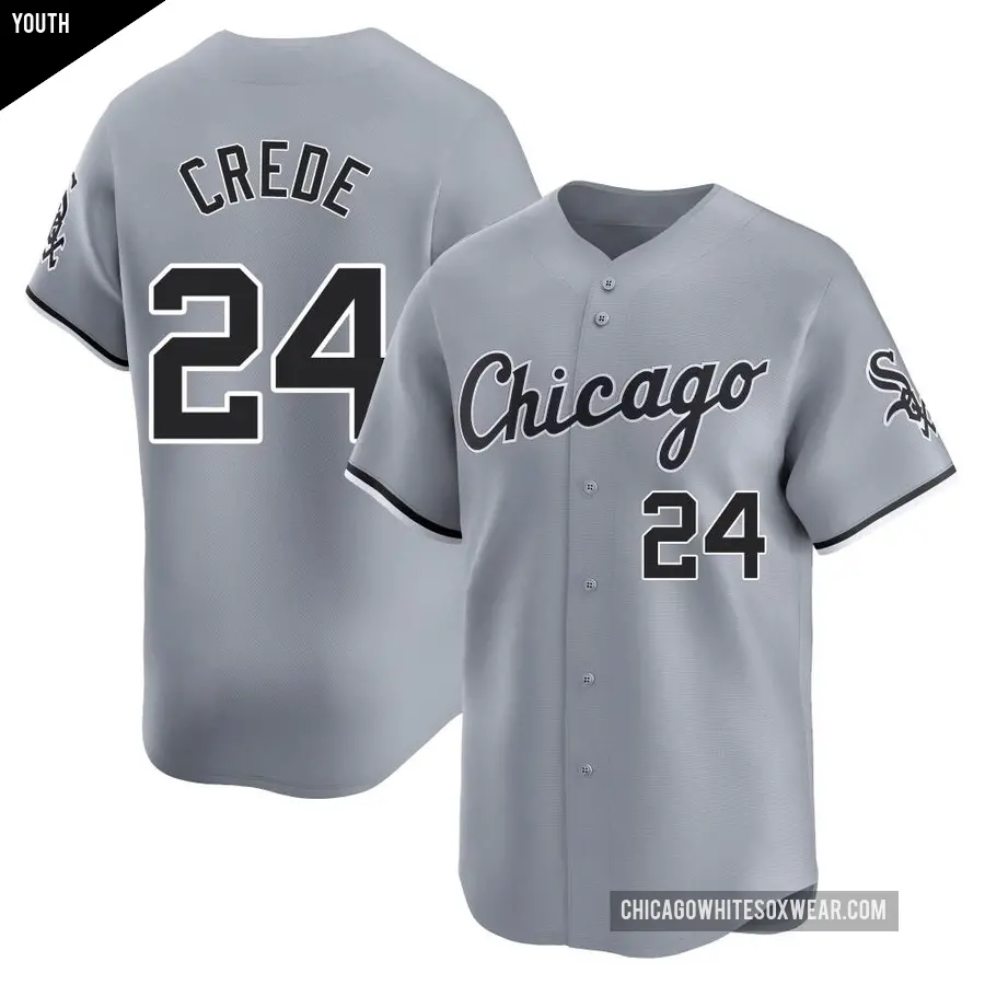 Youth Chicago White Sox ＃24 Joe Crede Limited Gray Road Jersey