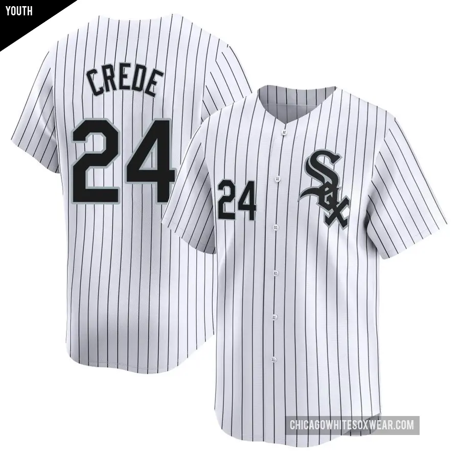 Youth Chicago White Sox ＃24 Joe Crede Limited White Home Jersey