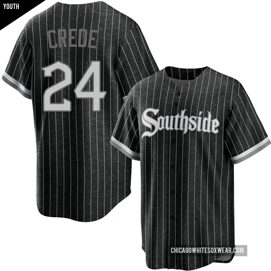 Youth Chicago White Sox ＃24 Joe Crede Replica Black 2021 City Connect Jersey