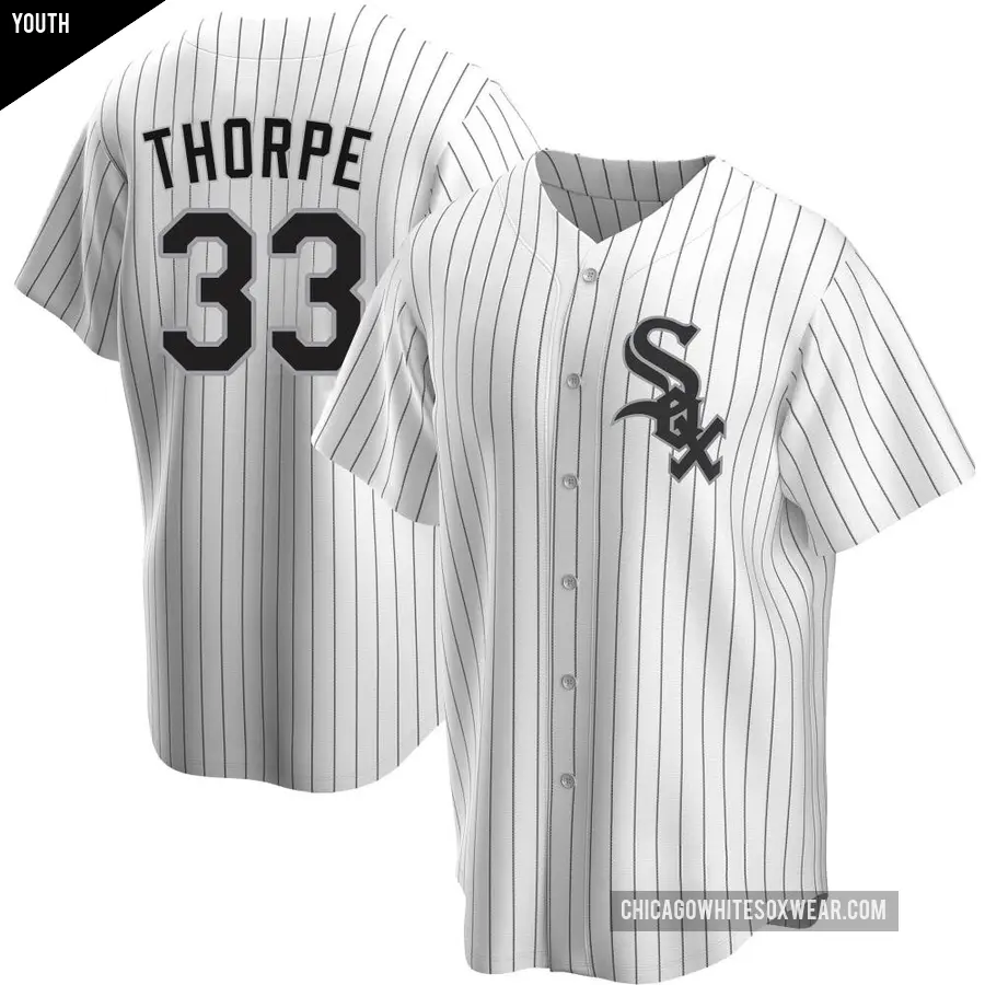 Youth Chicago White Sox ＃33 Drew Thorpe Replica White Home Jersey